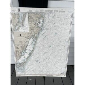 Fenwick Island Chincoteague Inlet Large Nautical Fishing Map Delaware Beach Boat